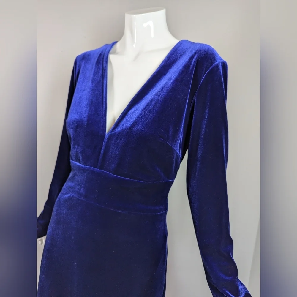 Marciano Blue Velvet Mini Dress Long Sleeve Holiday Christmas Small - Picture 4 of 11